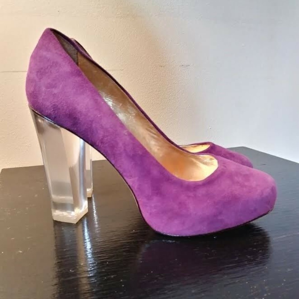Report Signature purple suede/lucite pumps 8.5